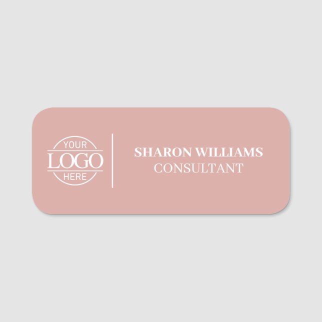 Etiqueta De Nome Elegant Custom Business Logo Employee Magnetic (Frente)