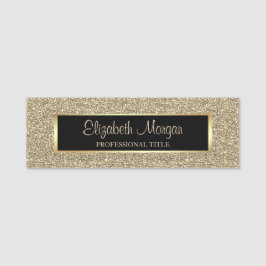 Etiqueta De Nome Elegante Brillante Moderno Dourado com Armação