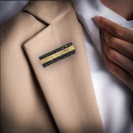 Etiqueta De Nome Elegante Dourado brilho preto personalizado