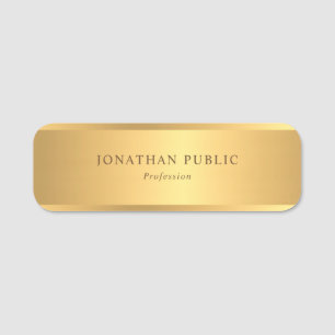 Etiqueta De Nome Elegante, Dourado, Elegante, Modelo Moderno Popula