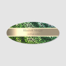 Elegante estampa de leopardo verde, listra, pérola