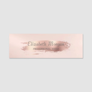 Etiqueta De Nome Elegante, Estiloso, Chique, Pincelada Dourado Rosa
