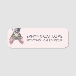 Etiqueta De Nome Elegante Gato Canadense Sphynx Rosa