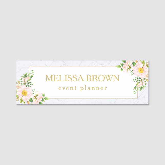 Etiqueta De Nome Elegante Marble Chic Trendy Pastel (Frente)