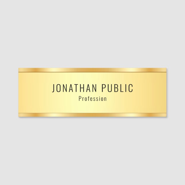 Etiqueta De Nome Elegante Moderno Faux Dourado Modelo de aparência  (Frente)