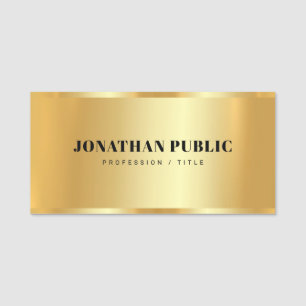 Etiqueta De Nome Elegante Moderno Glam Faux Dourado Personalizado M