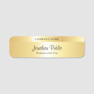 Etiqueta De Nome Elegante Tipografia Script Modelo Glamor Dourado