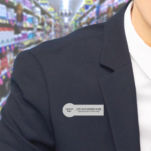 Etiqueta de Nome em Forma de Crachá Cinza de Marca