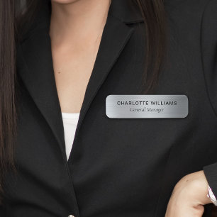Etiqueta De Nome Empregado de Estilo Metálico Elegante