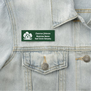 Etiqueta De Nome Empresa de Imóveis Verde Corretor Florestal Person