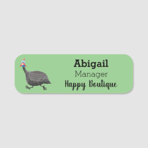 Etiqueta De Nome Engraçado desenho animado de aves Guineafowl