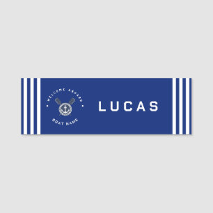 Etiqueta De Nome Equipe de iate Náutico de Anchor Marinho Azul Nam