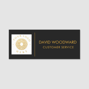 Etiqueta De Nome Equipe de Logotipo Personalizado Dourado Preto Ate