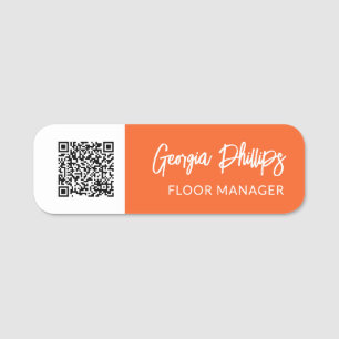 Etiqueta De Nome Escoteiro de Pumpkin Laranja Branco do Código QR E