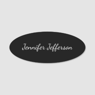 Etiqueta De Nome Escritor de manuscrito moderno elegante preto