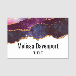 Etiqueta De Nome Espaço Azul e Roxo e estrelas Agitação moderna