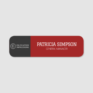 Etiqueta De Nome Estilo de Logotipo de Luxo Preto Vermelho Escuro P