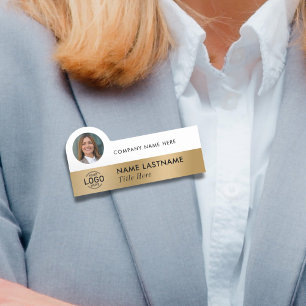 Etiqueta De Nome Faux de logotipo profissional Faux Dourado Busines