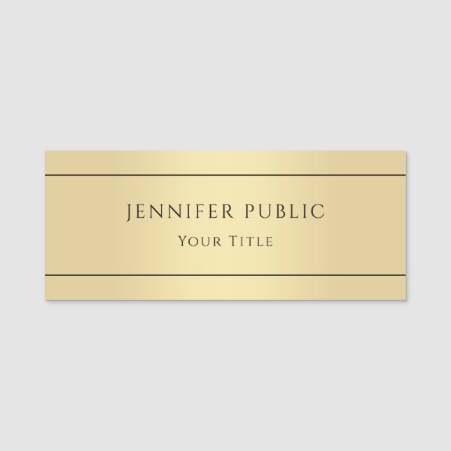 Etiqueta De Nome Faux Dourada Trendy Elegante Glamorous Modelo (Frente)