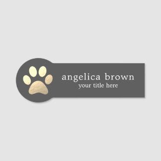 Etiqueta De Nome Faux Gold Foil Paw Print Veterinarian Nome de etiq