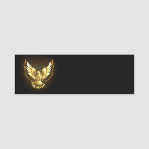 Etiqueta De Nome Faux Gold Foil Peace Dove em Preto