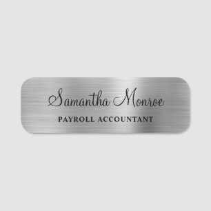 Etiqueta De Nome Faux Silvery Cinza Foil