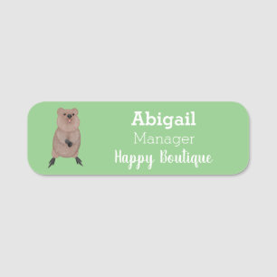 Etiqueta De Nome Feliz sorriso, design de desenho animado de quokka