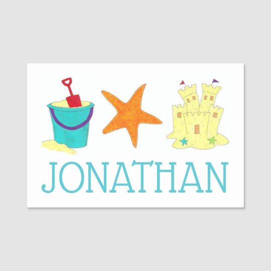 Etiqueta De Nome Ferias De Brinquedos De Areia De Praia De Sandcast Zazzle Com Br Montagem de imagem com seu nome automaticamente e grátis! zazzle
