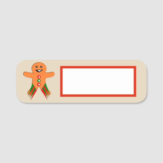Etiqueta De Nome Festa de Natal - Homem-Pão (Frente)