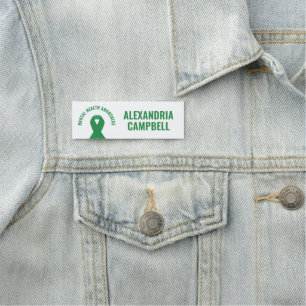 Etiqueta De Nome Fita Verde de Sensibilização para a Saúde Mental