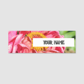 Etiqueta De Nome Flor de Zínia Rosa Nome da Imagem Personalizada Tí