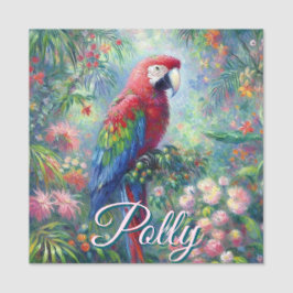 Etiqueta De Nome Floresta Floral de Pássaro de Papagaio Personaliza