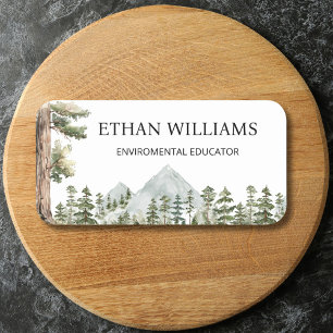 Etiqueta De Nome Floresta Verde Aquarela Personalizada 