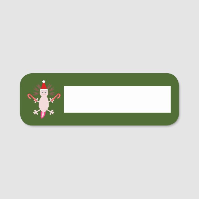 Etiqueta De Nome Fofo de Natal Axolotl (Frente)