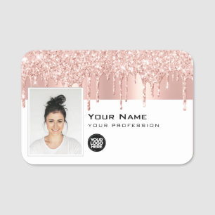 Etiqueta De Nome Foto de Funcionário Glamour Moderno, Logotipo