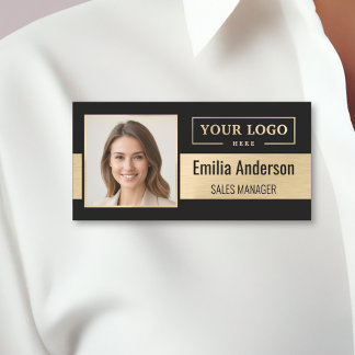 Etiqueta De Nome Foto do funcionário do logotipo comercial personal