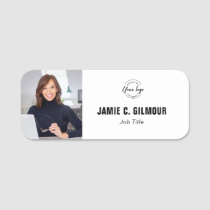 Etiqueta De Nome Foto do funcionário Logotipo empresarial personali