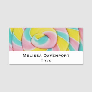 Etiqueta De Nome Foto do Pastel Rainbow Spiral Candy