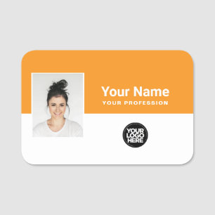 Etiqueta De Nome Foto, Logotipo e Profissão Personalizados do Funci