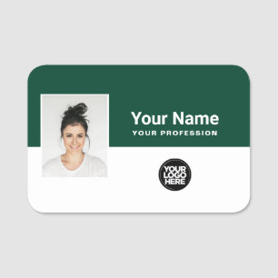 Etiqueta De Nome Foto, logotipo, profissão de funcionário personali