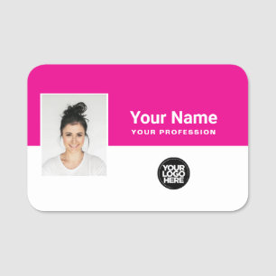 Etiqueta De Nome Foto, logotipo, profissão de funcionário personali