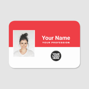 Etiqueta De Nome Foto, logotipo, profissão de funcionário personali