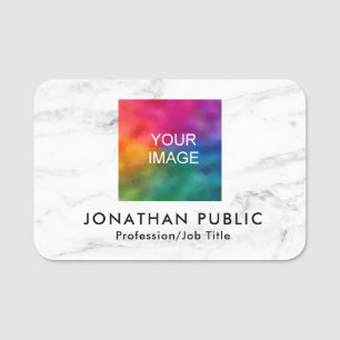 Etiqueta De Nome Foto ou logotipo aqui Modelo moderno Marble
