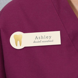 Etiqueta De Nome Funcionário de consultório odontológico com dente
