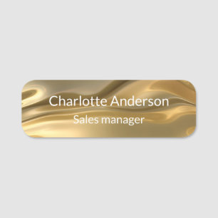 Etiqueta De Nome funcionário de negócios elegante do Dourado meta