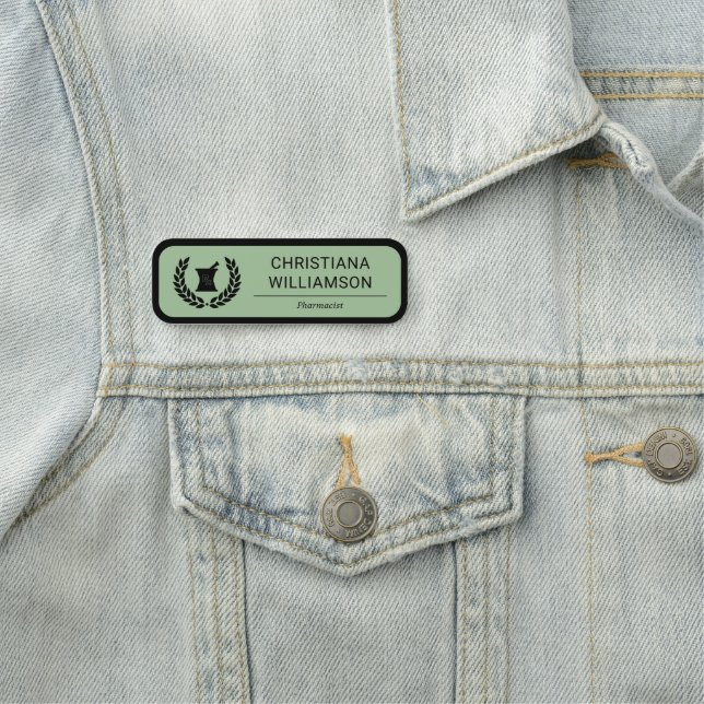 Etiqueta De Nome Funcionário do Funcionarios Farmacêutico Elegante  (In Situ)