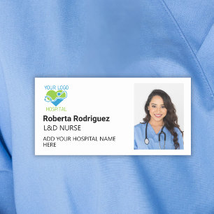 Etiqueta De Nome Funcionário do Hospital Personalizado Branco Minim