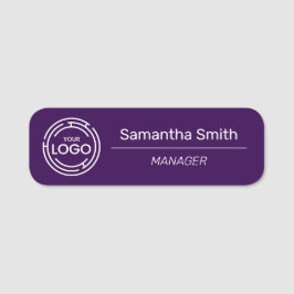 Etiqueta De Nome Funcionário do logotipo comercial roxo