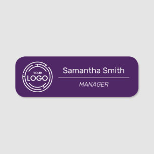 Etiqueta De Nome Funcionário do logotipo comercial roxo