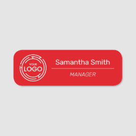 Etiqueta De Nome Funcionário do logotipo comercial vermelho